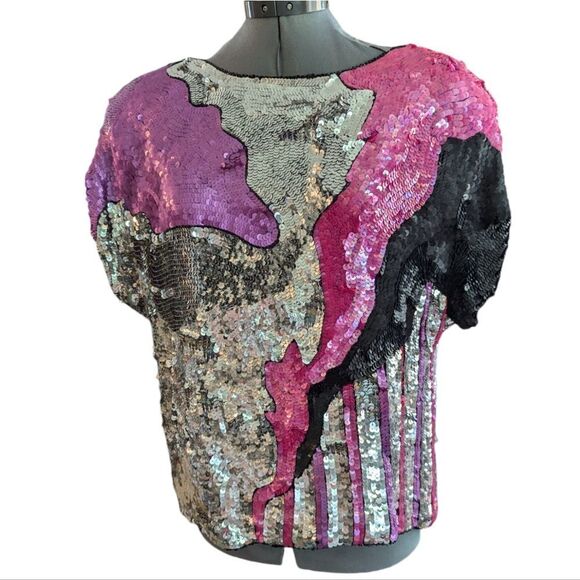 Vintage Metamorphosis sparkly‎ sequin top silk - Picture 4 of 9